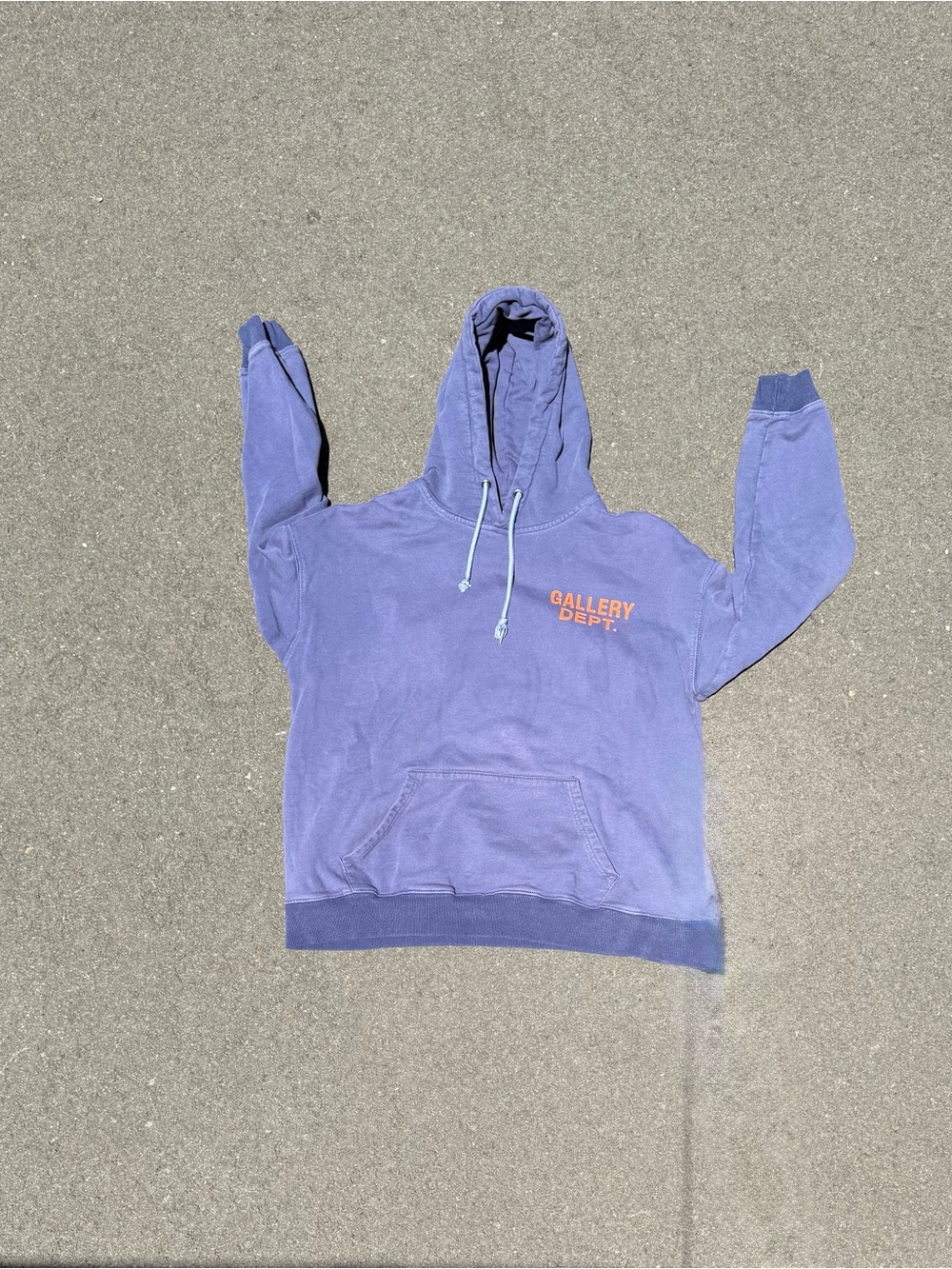 Gallery Dept. Faded Purple Hoodie with Orange Chest Logo